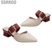 COD Ssrroo Women Backless Shoes  Fashionable Closed Toe Chunky Heeled Sandals Casual Skin Friendly Slip for Dating