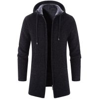 2023 Winter Fleece Cardigan Men Thick Hooded Long Sweaterscoat Male Warm Knitted Sweater Jackets Men Causal Outwear Windbreaker