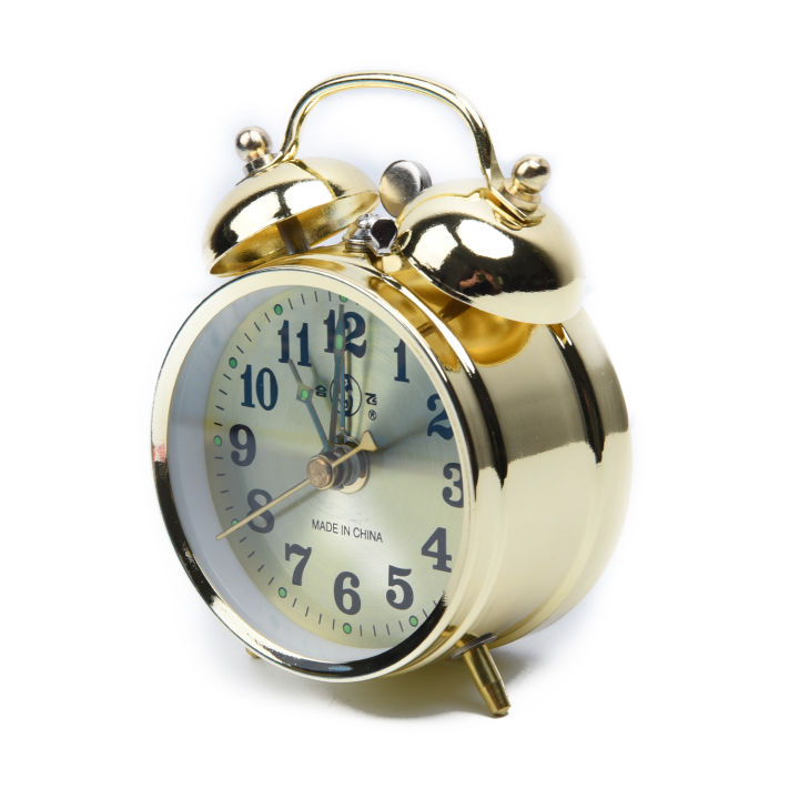 แท่งเรืองแสง-กระดิ่งนาฬิกาปลุกทองรูปเกือกม้าแบบกลไกไขลานแบบคลาสสิกนาฬิกาปลุกวินเทจนาฬิกาปลุกตกแต่งนาฬิกา7ซม