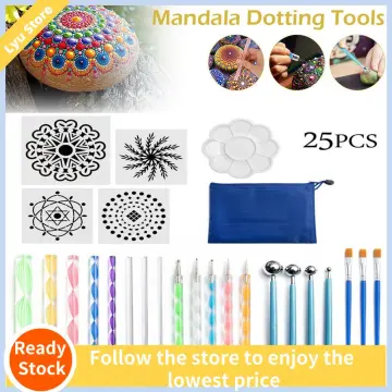 25Pcs Mandala Dotting Tools Rock Painting Kits Dot Nail Art Pen Paint  Stencil