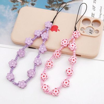 [COD] new wooden moon flower mobile phone chain beaded lanyard anti-fall case pendant
