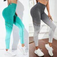 ใหม่ไล่ระดับตาข่าย Leggings กลวงกีฬาฟิตเนสเลกกิ้งเอวสูงก้นยกกางเกงโยคะ Push Up ยิมกางเกงผู้หญิงออกกําลังกาย Leggings♪