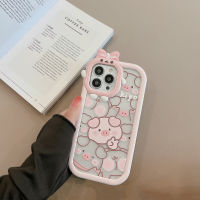 ins เคสลายการ์ตูน iPhone 11 Case for iPhone 14 Pro Max 14 Plus 13 Pro Max 13 Pro 12 Pro Max 11 Pro MAX iPhone XR X XS Max SE 6 Plus 7 Plus 8 Plus Case สัตว์ประหลาดตัวเล็ก ทาสีการ์ตูน หัวหมูสีชมพู เคสโทรศัพท์ iPhone ทาสี