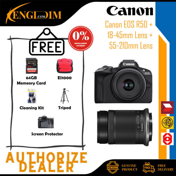 (READY STOCK) Canon EOS R50 Mirrorless Camera With 18-45mm And 55-210mm ...