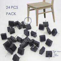 ㍿☇ Nail On Chair Glide Floor Protector Plastic Black Square 20x20mm Furniture Table Leg Pad 24 pc