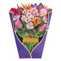 3D Flower Bouquet Card Pop Up Flower Bouquet Greeting Card Rose Floral Handmade Paper Greeting Gift Card Pop Up Excellent Gift