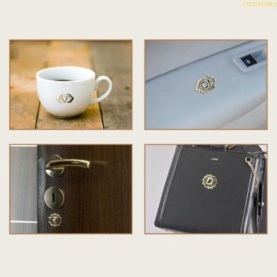 blg 7 Pcs Sacred Geometry Metal Stickers Delicate Flower of Life Chakras Stickers 【JULY】