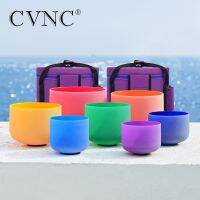 CVNC 6-12 Colored Frosted Quartz Crystal Singing Bowl 7pcs Chakra Set Sound Healing Meditation with/without Free Carry Bags