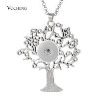 Vocheng Ginger Snap Button Necklace Family Tree Pendant fit 18mm snaps with Stainless Steel Chain NN 672