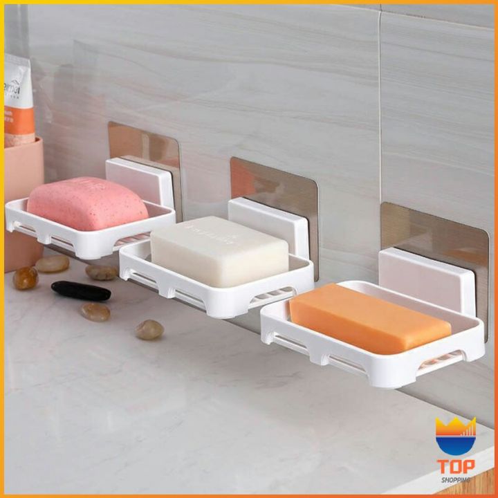 top-ที่วางฟองน้ำล้างจาน-ที่วางสบู่พลาสติก-ไม่ต้องเจาะผนัง-wall-mounted-soap-dish