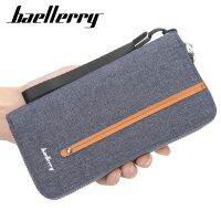 「Layor wallet」Baellerry กระเป๋ากระเป๋าสตางค์ยาวสำหรับผู้ชายมีผ้าใบมีซิปสำหรับผู้ชาย,กระเป๋าสตางค์ย้อนยุคเคลื่อนที่ย้อนยุคกระเป๋าโทรศัพท์กระเป๋าถือ Dompet Koin Carteras