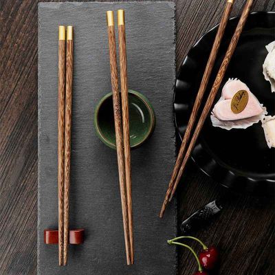 1Pairs Handmade Natural Wood Chopsticks 25cm9.84inch Chinese Ebony Wenge Wood Sushi Japanese Korean Noodles Chopsticks