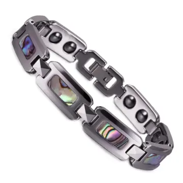Silver  Gold Tungsten steel Bio Magnetic Double Line Bracelet Shape Round