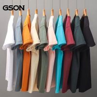 Semir Group GSON เสื้อยืดแขนสั้นผู้ชายผ้าฝ้ายบริสุทธิ์,เสื้อยืดแขนสั้นสีทึบรอบคอหลวมเสื้อยืดนำเทรนด์ใหม่สำหรับฤดูร้อน1/2ชิ้น