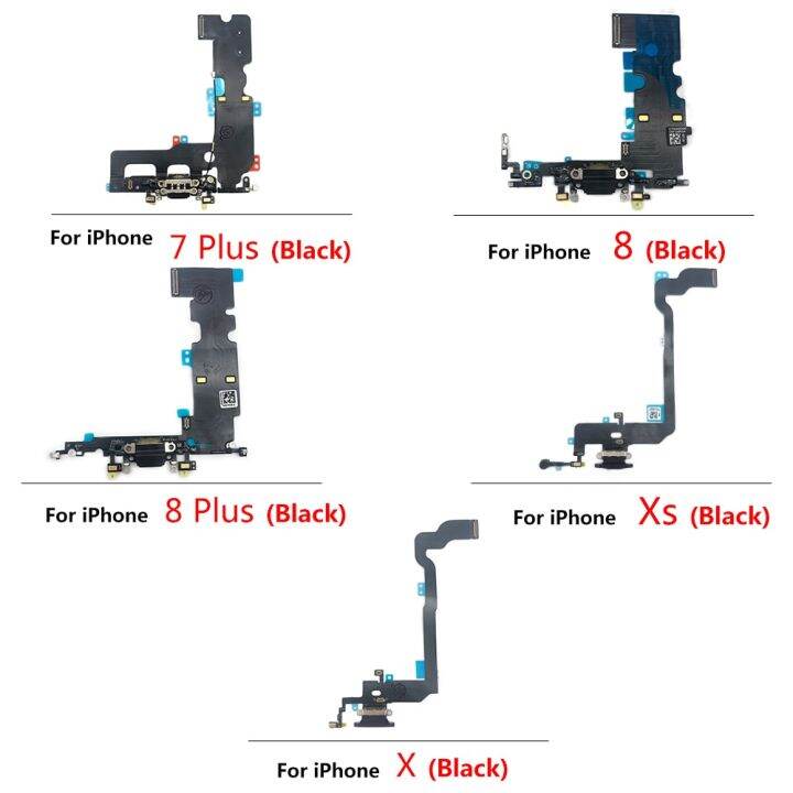 5-ชิ้น-ล็อต-บอร์ดชาร์จใหม่ดั้งเดิม-100-สําหรับ-iphone-7-8-plus-x-xs-usb-port-connector-แท่นชาร์จริบบิ้นพร้อมไมโครโฟน