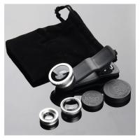 Mobile Phone Camera Lens Kit Fish Eye Lens 2 in1 Macro Lens amp; Super Wide Angle Lens with Black Universal Phone Clip