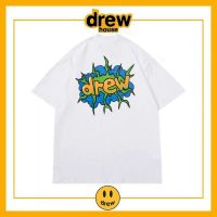 [มีสินค้า]【พร้อมส่ง】เสื้อยืดแขนสั้น ผ้าฝ้าย พิมพ์ลายตัวอักษร Drew House หน้ายิ้ม ทรงหลวม สไตล์อเมริกัน สตรีท สําหรับผู้หญิง คู่รัก