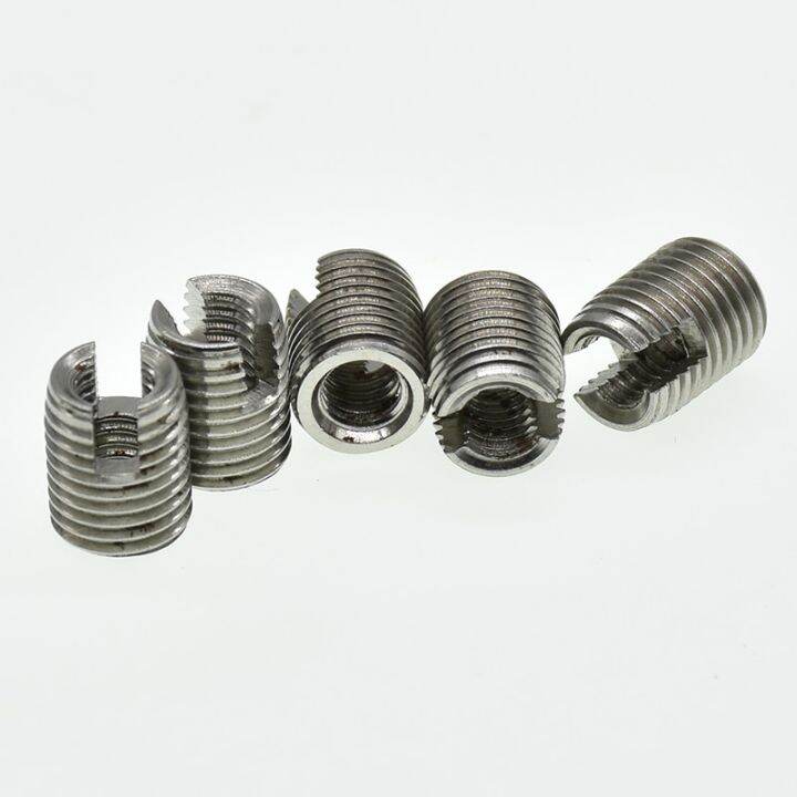 m2-m2-5-m3-m4-m5-m6-m8-m10-m12-stainless-steel-threaded-inserts-metal-thread-repair-insert-self-tapping-slotted-screw-threaded-replacement-parts