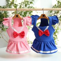 Flying Sleeve Student Skirt Dog Dress Pet Products Summer Cotton Clothing For Dogs Cats Rabbit  Chihuahua Teddy Dog Clothes 2021 Dresses