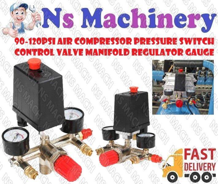 Air compressor pressure valve pressure switch manifold regulator