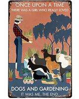 Vintage Once Upon A Time Dog Gardening ป้ายโลหะดีบุก Wallboard โปสเตอร์ใช้สำหรับตกแต่งบ้านร้านอาหาร Cafe Bar