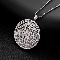 Long Necklaces For Women Gold Silver Plated Round Pendant Sweater Accessory Fashion Statement Jewelry Crystal Necklace Gift 2022 Fashion Chain Necklac