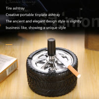 Mini Tire Shape stainless steel Ashtray Home Metal Desktop decoration Round Accessories Spin Gadget gift For Men