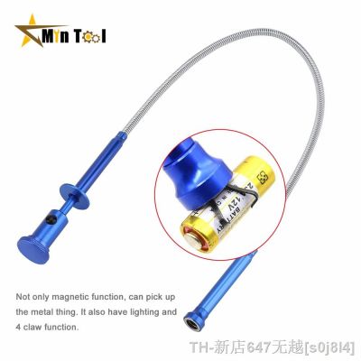 【LZ】♧✣  Magnetic Grapple 4 Claw Flexible Toilet Gadget Pick Up Sewer Cleaning LED Light Spring Rod Stretchable Magnet Picker Hand Tool