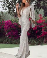 【HOT】▤ Prom Gowns Sequined Partysix Cape Sleeve V Neck Cocktail Evening Occation Robe De Soriee