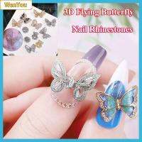 WENYOU ทำเล็บมือ DIY ทองเงิน ล้อแม็ก เพทาย ผีเสื้อบิน 3 มิติ เล็บ Rhinestones คริสตัลสุดหรู