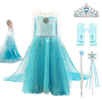 Baby Girl Dresses for Girls Elsa Princess Dress Snow Queen Elsa Costume Bling Synthetic Crystal Bodice Party Dress Kids Clothing