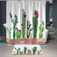 Tropical Green Plant Leaf Palm Cactus Shower Curtains Bathroom Frabic Waterproof Turtle Polyester Bathroom Curtain with Hooks