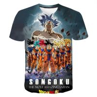 2023 NEWSummer Harajuku Z Super Instinct Goku ผู้ชายการ์ตูน3D พิมพ์เสื้อยืด Quick Dry Top