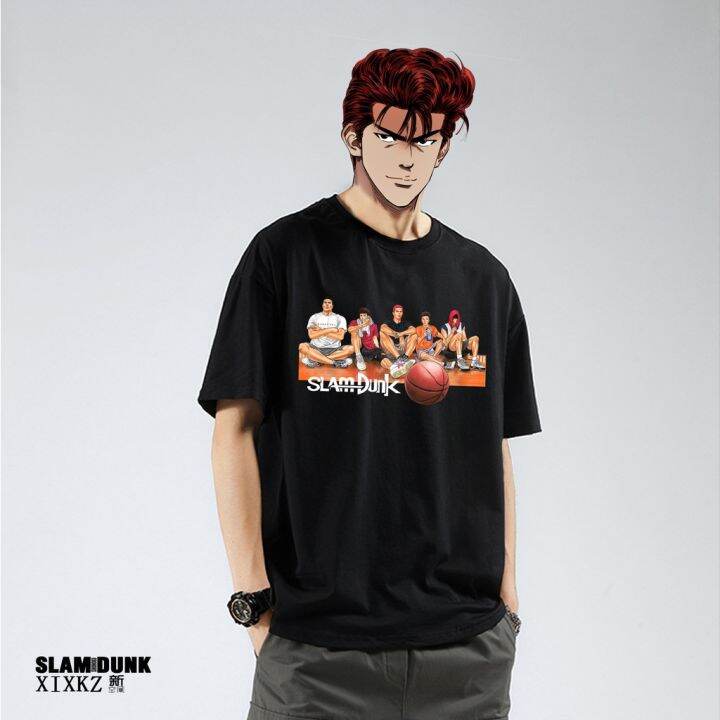 ข้อเสนอพิเศษ-tshirt-t-shirt-เสื้อยืดแขนสั้น-ผ้าฝ้ายแท้-พิมพ์ลายอนิเมะ-slam-dunk-sakuragi-flower-road-rukawa-kaede-mitsui-แฟชั่นฤดูร้s-5xl