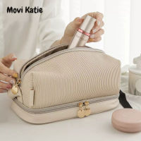 Movi เคธี่ Tas Kosmetik ผู้หญิงความจุมากสองชั้นเดินทางแบบพกพากระเป๋าเก็บของมือถือ