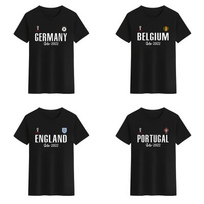 เสื้อครอปสายฝอ - ฟุตบอลโลกกาตาร์ 2022 เยอรมนี โปรตุเกส อังกฤษ เบลเยียม เสื้อยืดสําหรับผู้ชาย ผู้หญิS-5XL