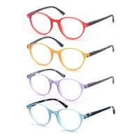 Women Reading Glasses Colorful Round Classic Readers Comfort Sprinng Hinge Lightweight Presbyopic (Red/Blue/Purple/Orange)