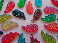 Sew on Loose Beads resin Crystals multi- colour mixed loading 17*36mm Leaf shape Rhinestones Accessories Strass 30pcslot