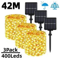 ☈﹉▲ 42M400Leds Solar LED Light Outdoor Festoon Lamp Garden Solar Fairy Light String Waterproof Christmas Garden Decoration Outdoor