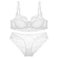 TERMEZY ultra-thin cup sexy lace underwear transparent bra Set Bow decoration Lingerie Comfortable Brassiere and Panties set