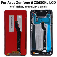 อุปกรณ์ Asus ของแท้เซนโฟน Zenfone 6 ZS630KL ขนาด6.4นิ้วเซ็นเซอร์หน้าจอดิจิตอลสัมผัสหน้าจอ LCD อุปกรณ์เสริมสำหรับ ASUS I01WD Zenfone 6z กรอบจอ LCD