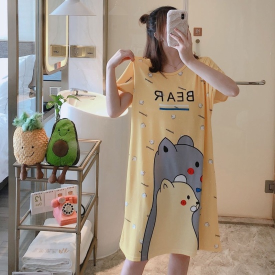 Váy Ngủ Cộc Tay Hoạt Hình Ulzzang Cute - Đầm Ngủ Nữ Dáng Suông Dễ Thương  Chất Liệu Cotton Cao Cấp - Dabeka - S002 | Shopee Việt Nam