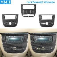 สำหรับเชฟโรเลต Silverado Tahoe GMC ถล่ม LTZ Sierra SLT 2007-13คาร์บอนไฟเบอร์ด้านหลังเครื่องเล่นเพลงแผงควบคุมสูทสติกเกอร์รถ