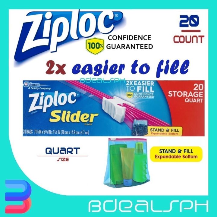 Ziploc Quart Food Storage Slider Bags Power Shield Technology for