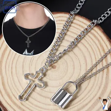 Gothic Hip Hop Women Jewelry stainless steel Padlock Necklace punk