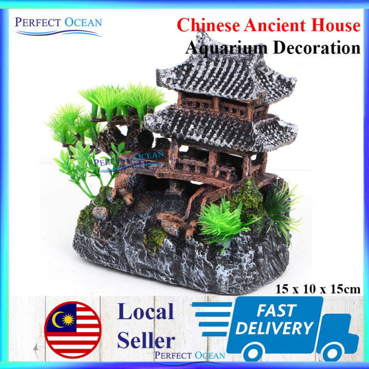 Chinese Ancient Tower House Resin Aquarium Decoration Fish Tank Landscape  Hiasan Dekorasi 🌊Ready Stock🌊 | Perfect Ocean | Lazada