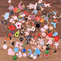 30Pcs Random 20-100 Styles Mix Size 5 Color Alloy Metal KC Gold Drop Oil Charms Pendant For DIY Bracelet Necklace Jewelry Making