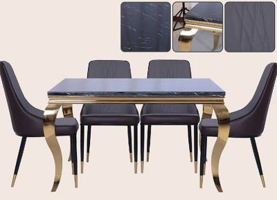 ชุดโต๊ะอาหาร BRINGDISCO130 Cm // MODEL : DT-M406-BK+DC-L18-GY ดีไซน์สวยหรู สไตล์เกาหลี  4 ที่นั่งเบาะหนัง สินค้ายอดขายดี แข็งแรงทนทาน ขนาด 130x80x78  Cm