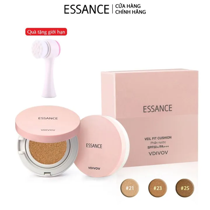 PHẤN NƯỚC MỊN LÌ, CHE KHUYẾT ĐIỂM ESSANCE VEIL FIT CUSHION SPF50 15G CHÍNH HÃNG