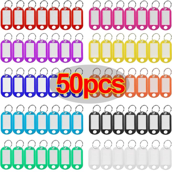 Plastic Key Tags Luggage Fobs ID Card Name Label Keychain W/ Split Ring Key  Ring